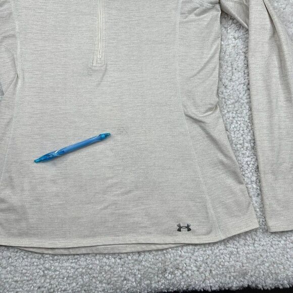 Under Armour Cold Gear Fitted 1/2 Zip Shirt Ivory Cream - Picture 4 of 11